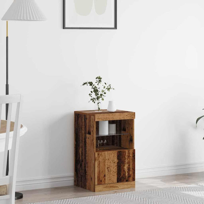 vidaXL Széf LED -es lámpákkal Régi fa 41 x 37 x 67 cm Faanyag