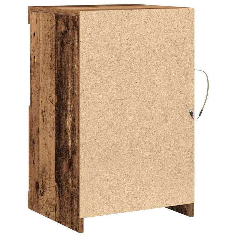 vidaXL Széf LED -es lámpákkal Régi fa 41 x 37 x 67 cm Faanyag