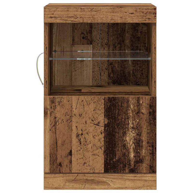 vidaXL Széf LED -es lámpákkal Régi fa 41 x 37 x 67 cm Faanyag