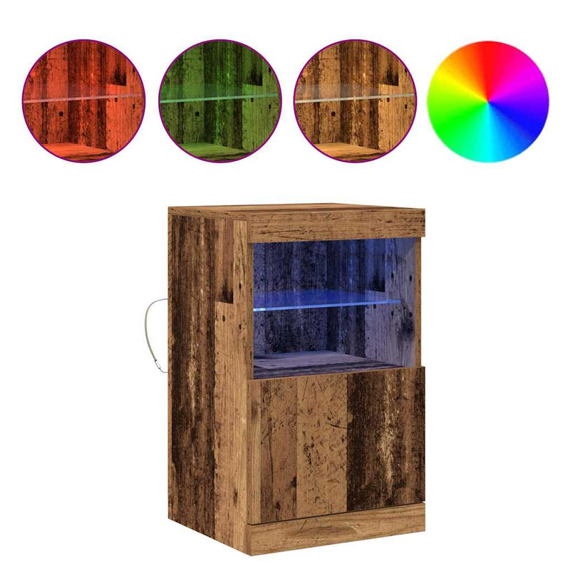 vidaXL Széf LED -es lámpákkal Régi fa 41 x 37 x 67 cm Faanyag
