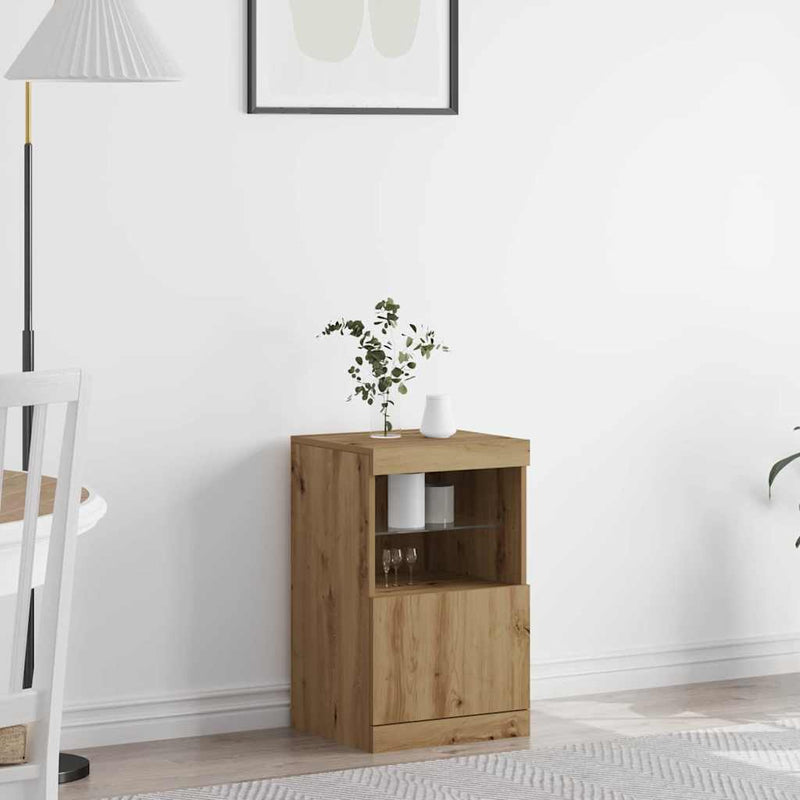 vidaXL Széf LED -es lámpákkal kézműves tölgy 41 x 37 x 67 cm Faanyag