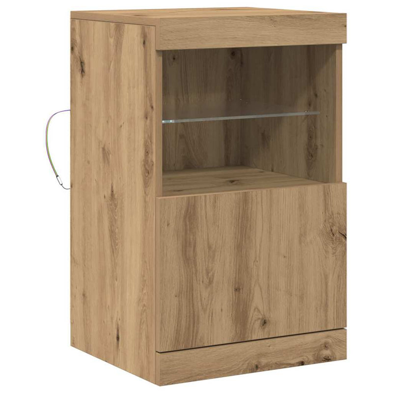 vidaXL Széf LED -es lámpákkal kézműves tölgy 41 x 37 x 67 cm Faanyag