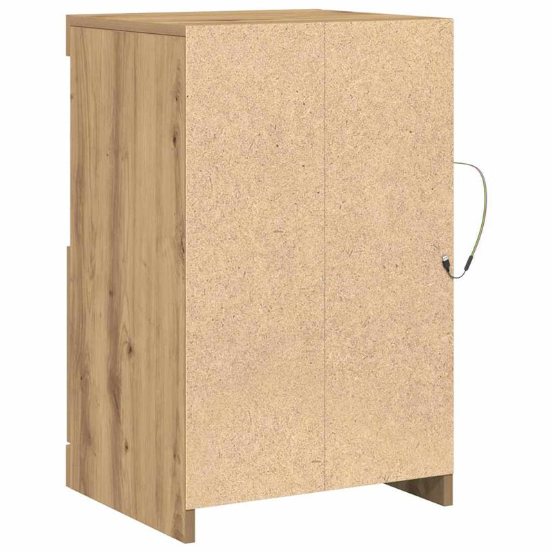 vidaXL Széf LED -es lámpákkal kézműves tölgy 41 x 37 x 67 cm Faanyag