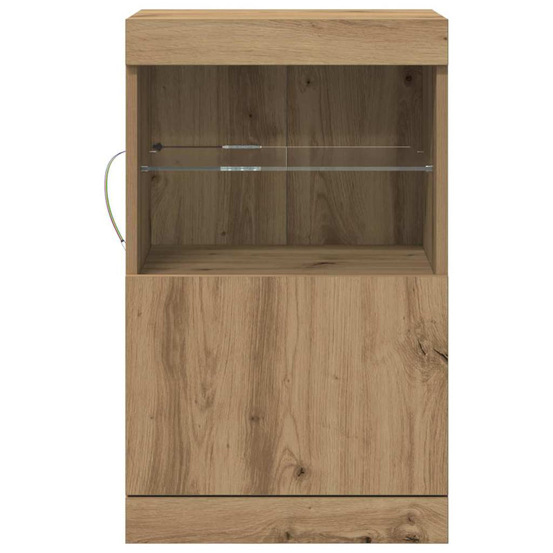 vidaXL Széf LED -es lámpákkal kézműves tölgy 41 x 37 x 67 cm Faanyag