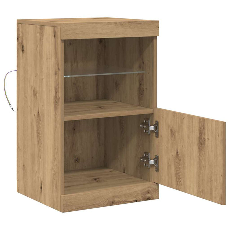 vidaXL Széf LED -es lámpákkal kézműves tölgy 41 x 37 x 67 cm Faanyag