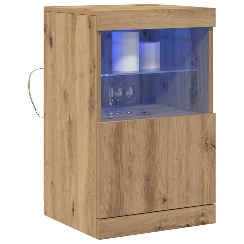 vidaXL Széf LED -es lámpákkal kézműves tölgy 41 x 37 x 67 cm Faanyag