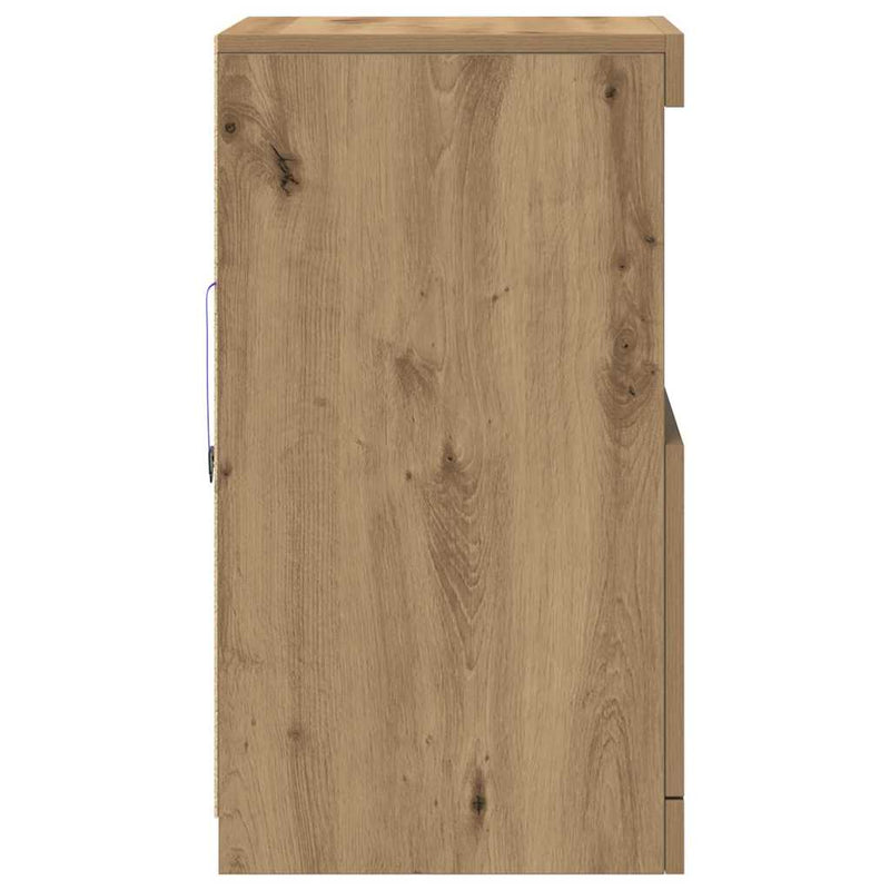 vidaXL Széf LED -es lámpákkal kézműves tölgy 41 x 37 x 67 cm Faanyag