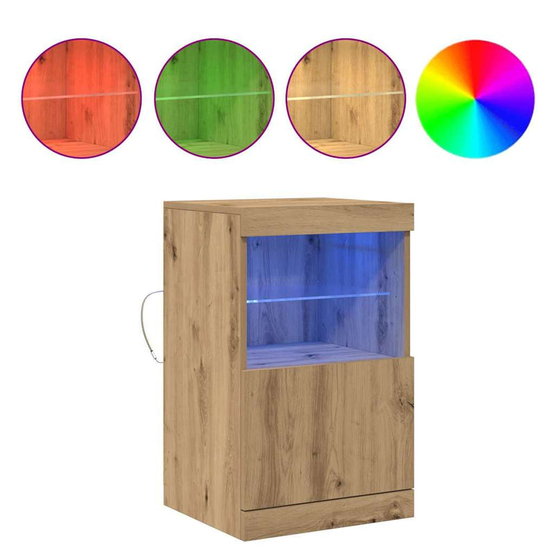 vidaXL Széf LED -es lámpákkal kézműves tölgy 41 x 37 x 67 cm Faanyag