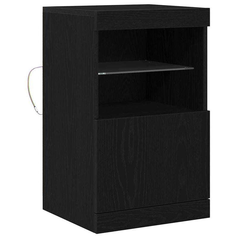vidaXL Széf LED -es lámpákkal Musta tammi 41 x 37 x 67 cm Faanyag