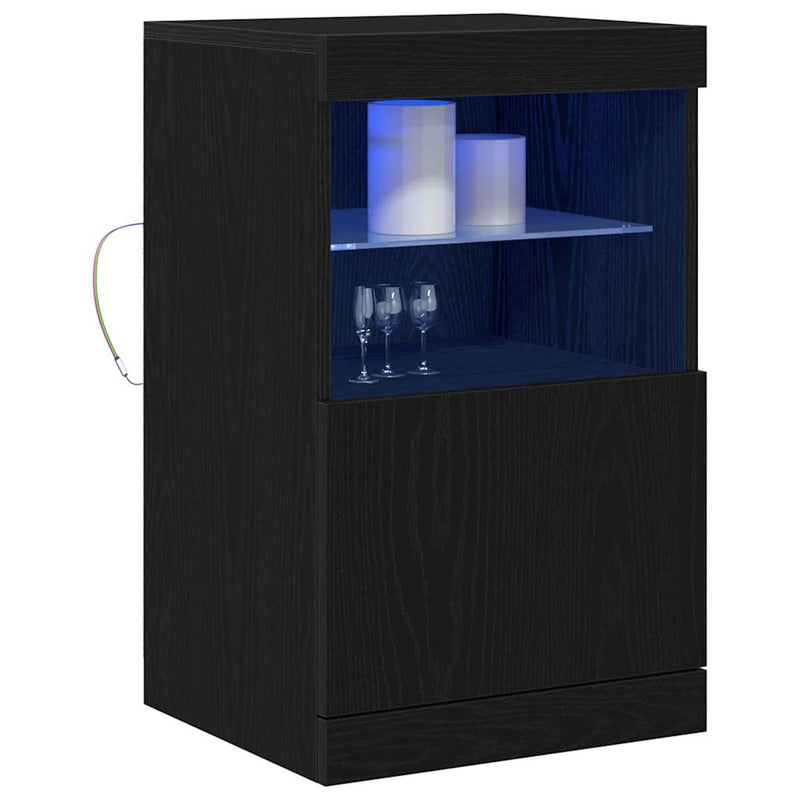 vidaXL Széf LED -es lámpákkal Musta tammi 41 x 37 x 67 cm Faanyag
