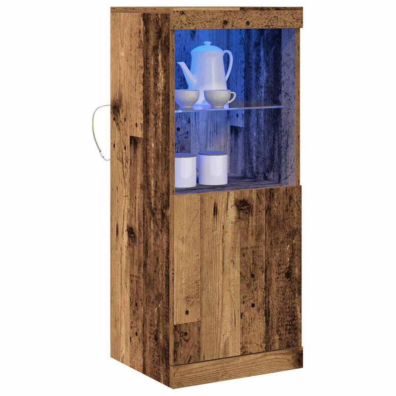 vidaXL Széf LED -es lámpákkal Régi fa 41 x 37 x 100 cm Faanyag