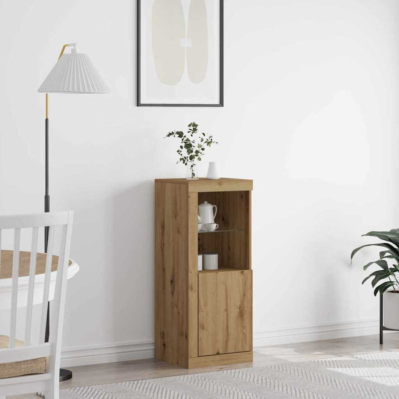 vidaXL Széf LED -es lámpákkal kézműves tölgy 41 x 37 x 100 cm Faanyag