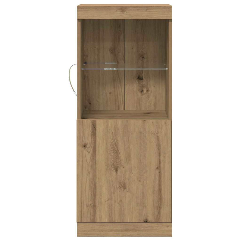 vidaXL Széf LED -es lámpákkal kézműves tölgy 41 x 37 x 100 cm Faanyag