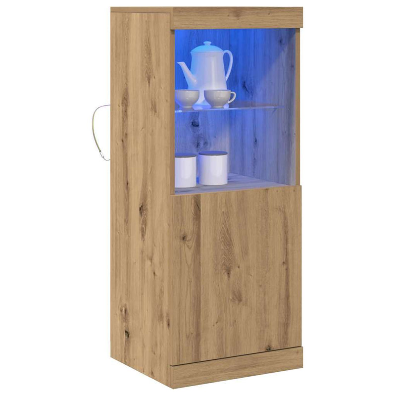 vidaXL Széf LED -es lámpákkal kézműves tölgy 41 x 37 x 100 cm Faanyag
