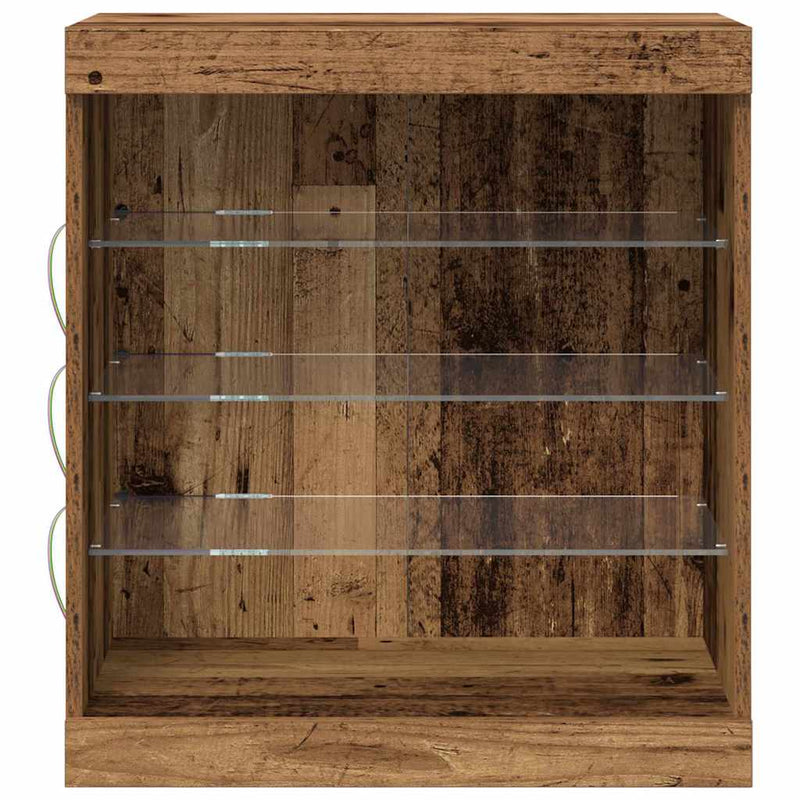 vidaXL Széf LED -es lámpákkal Régi fa 60.5 x 37 x 67 cm Faanyag