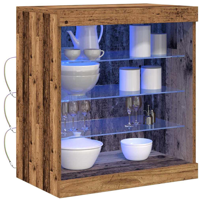 vidaXL Széf LED -es lámpákkal Régi fa 60.5 x 37 x 67 cm Faanyag