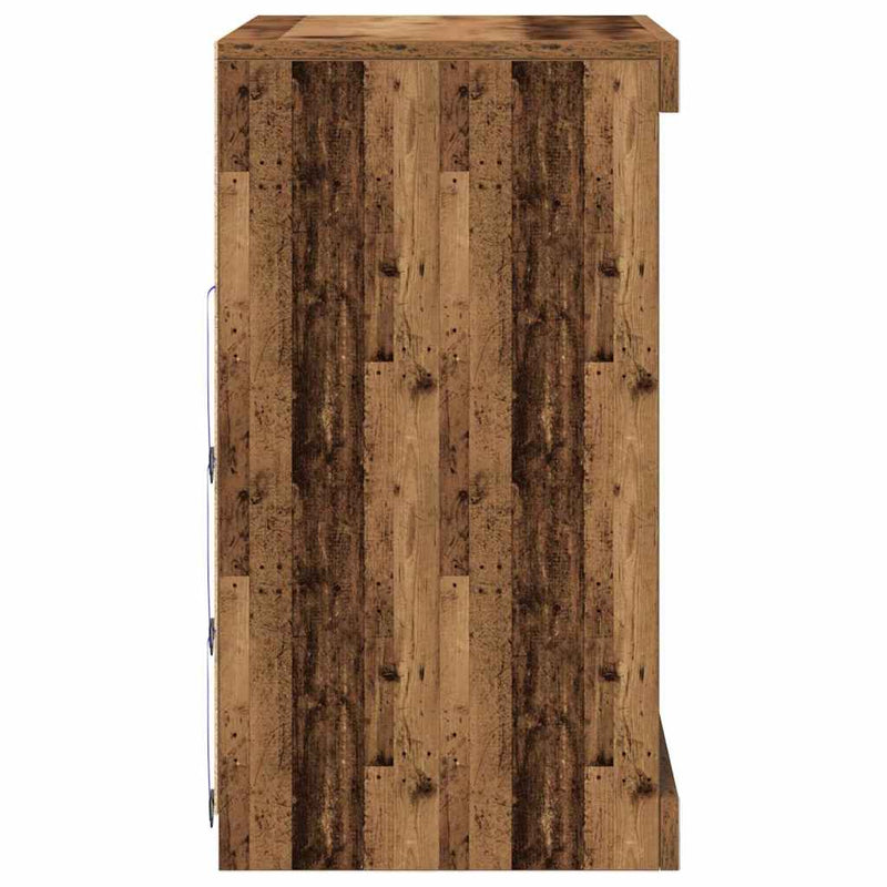 vidaXL Széf LED -es lámpákkal Régi fa 60.5 x 37 x 67 cm Faanyag