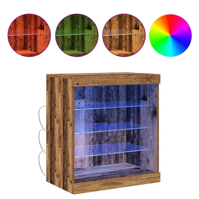 vidaXL Széf LED -es lámpákkal Régi fa 60.5 x 37 x 67 cm Faanyag