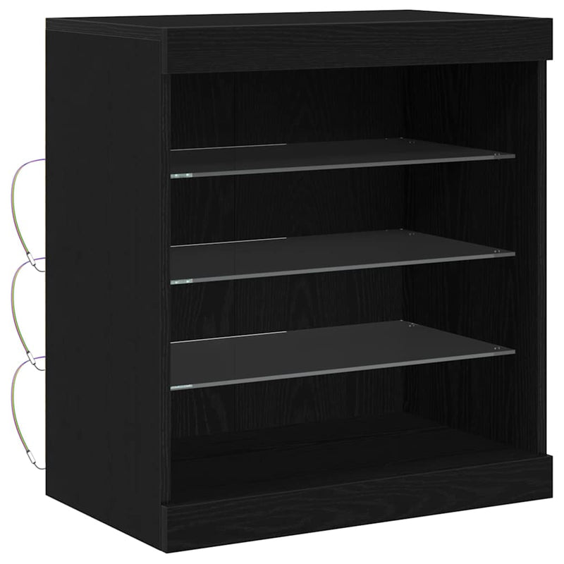 vidaXL Széf LED -es lámpákkal Fekete tölgy 60.5 x 37 x 67 cm Faanyag