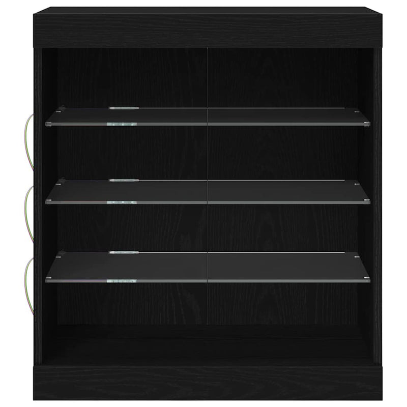 vidaXL Széf LED -es lámpákkal Fekete tölgy 60.5 x 37 x 67 cm Faanyag