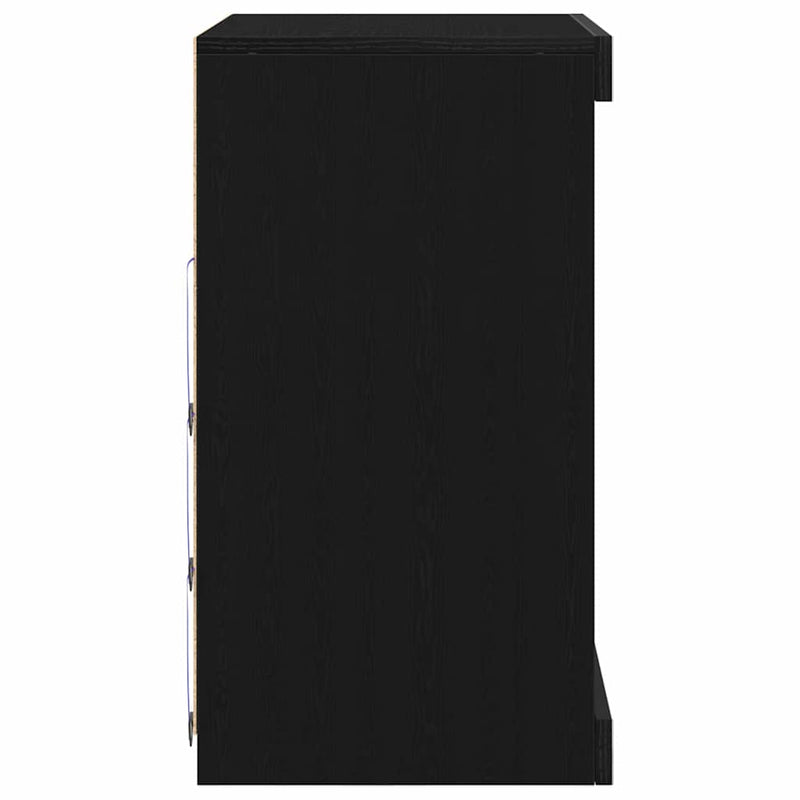 vidaXL Széf LED -es lámpákkal Fekete tölgy 60.5 x 37 x 67 cm Faanyag