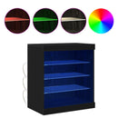 vidaXL LED tálaló Fekete tölgy 60,5 x 37 x 67 cm Faanyag
