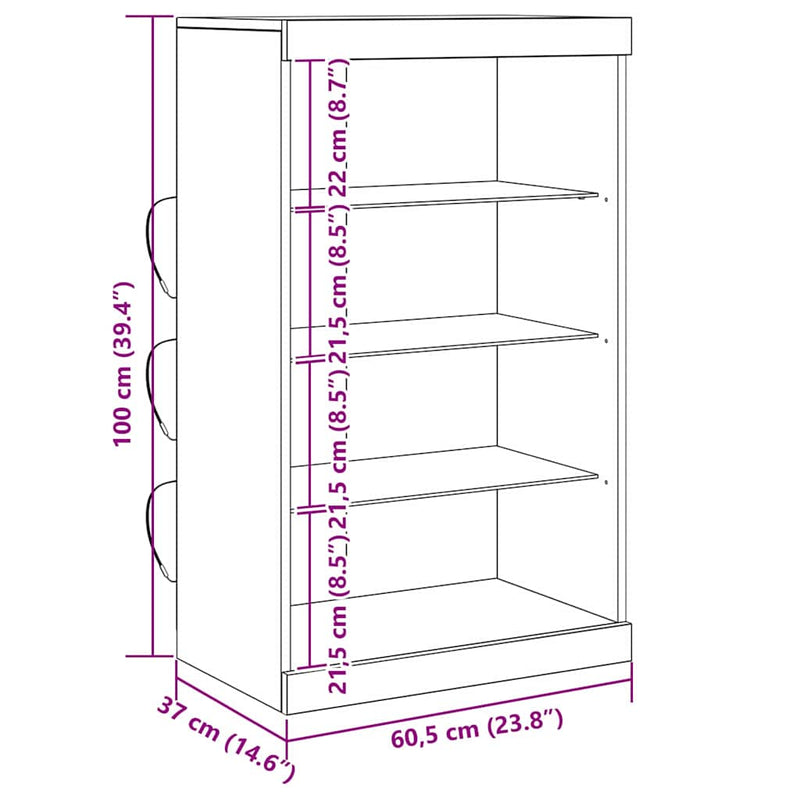 vidaXL Széf kézműves tölgy 60.5 x 37 x 100 cm Faanyag