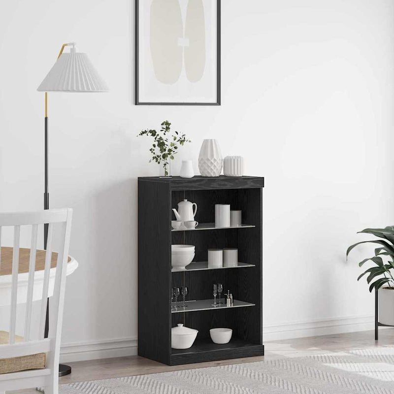 vidaXL Széf LED -es lámpákkal Fekete tölgy 60.5 x 37 x 100 cm Faanyag