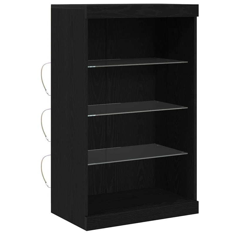 vidaXL Széf LED -es lámpákkal Fekete tölgy 60.5 x 37 x 100 cm Faanyag