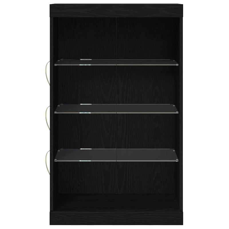 vidaXL Széf LED -es lámpákkal Fekete tölgy 60.5 x 37 x 100 cm Faanyag