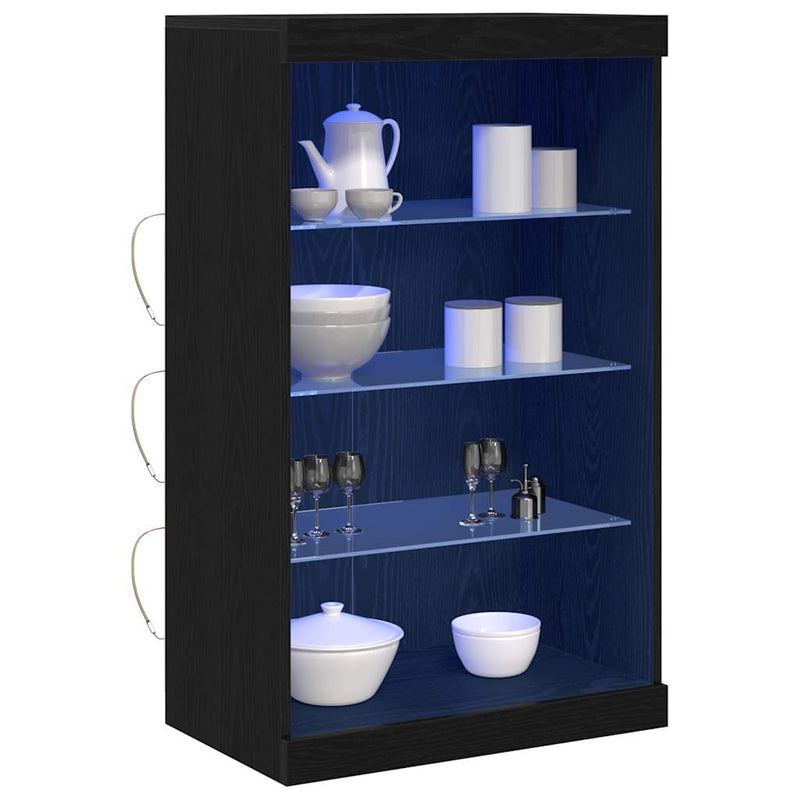 vidaXL Széf LED -es lámpákkal Fekete tölgy 60.5 x 37 x 100 cm Faanyag