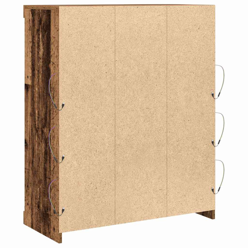vidaXL Széf LED -es lámpákkal Régi fa 41 x 37 x 100 cm Faanyag