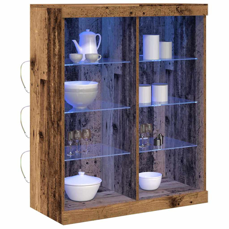 vidaXL Széf LED -es lámpákkal Régi fa 41 x 37 x 100 cm Faanyag