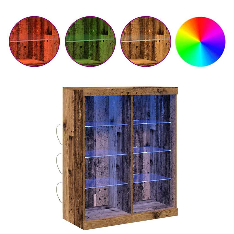 vidaXL Széf LED -es lámpákkal Régi fa 41 x 37 x 100 cm Faanyag