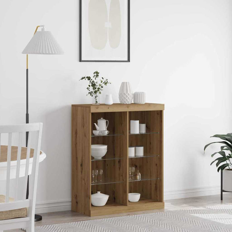 vidaXL Széf LED -es lámpákkal kézműves tölgy 41 x 37 x 100 cm Faanyag