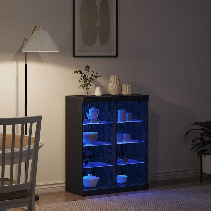 vidaXL Széf LED -es lámpákkal Musta tammi 41 x 37 x 100 cm Faanyag