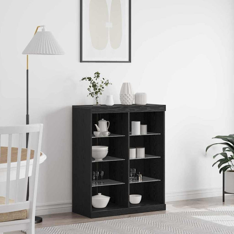 vidaXL Széf LED -es lámpákkal Musta tammi 41 x 37 x 100 cm Faanyag