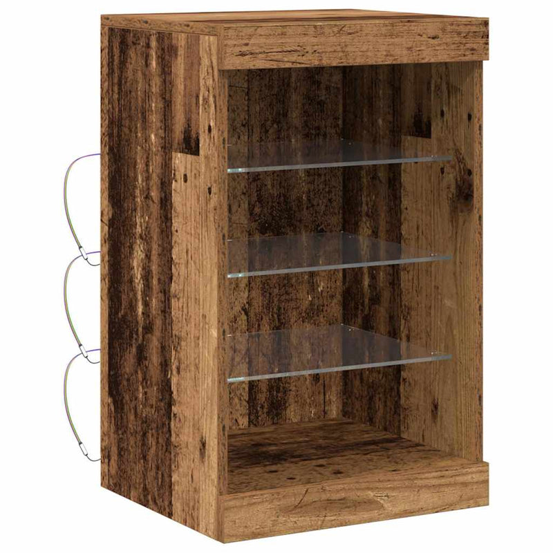 vidaXL Széf LED -es lámpákkal Régi fa 41 x 37 x 67 cm Faanyag