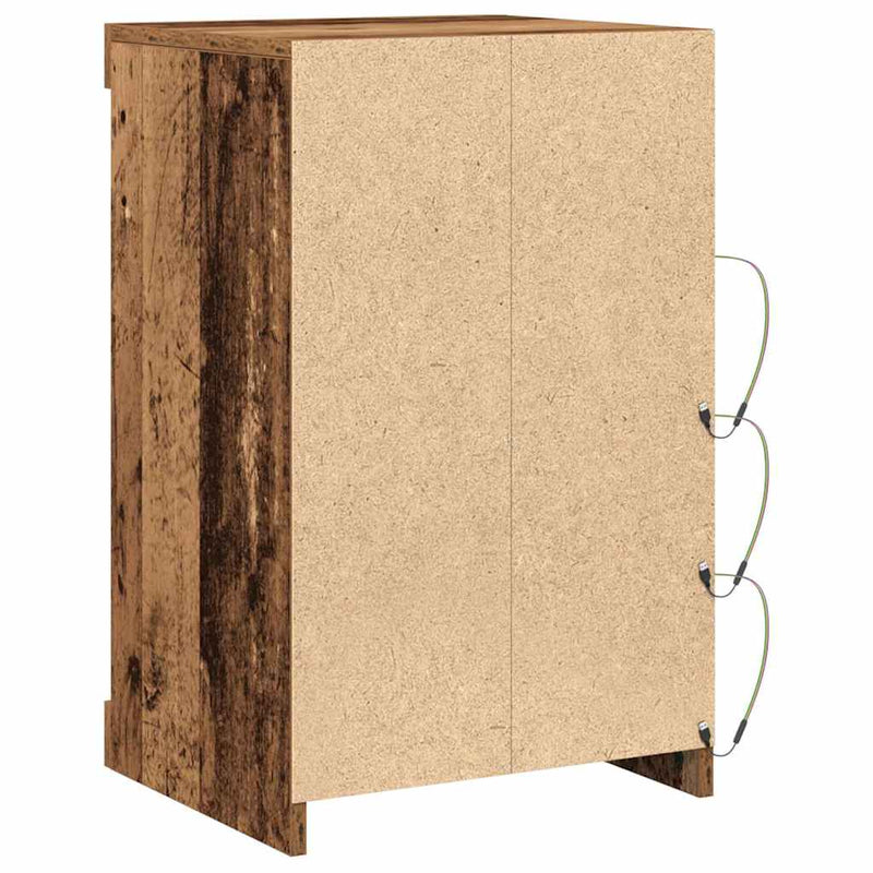 vidaXL Széf LED -es lámpákkal Régi fa 41 x 37 x 67 cm Faanyag