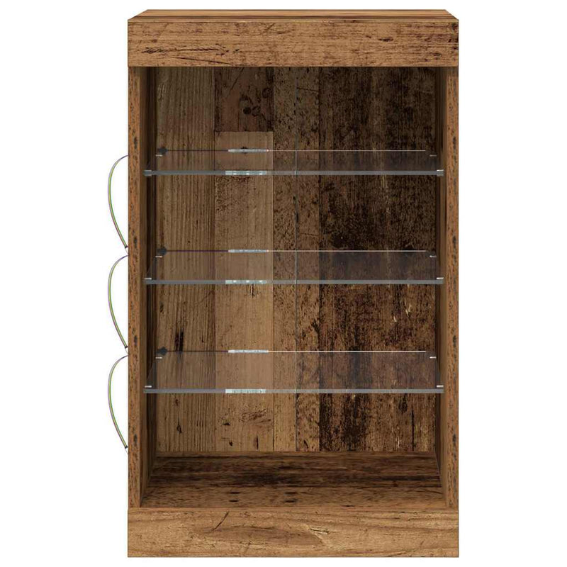 vidaXL Széf LED -es lámpákkal Régi fa 41 x 37 x 67 cm Faanyag