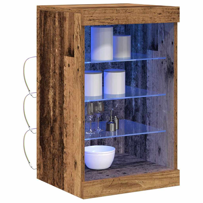 vidaXL Széf LED -es lámpákkal Régi fa 41 x 37 x 67 cm Faanyag