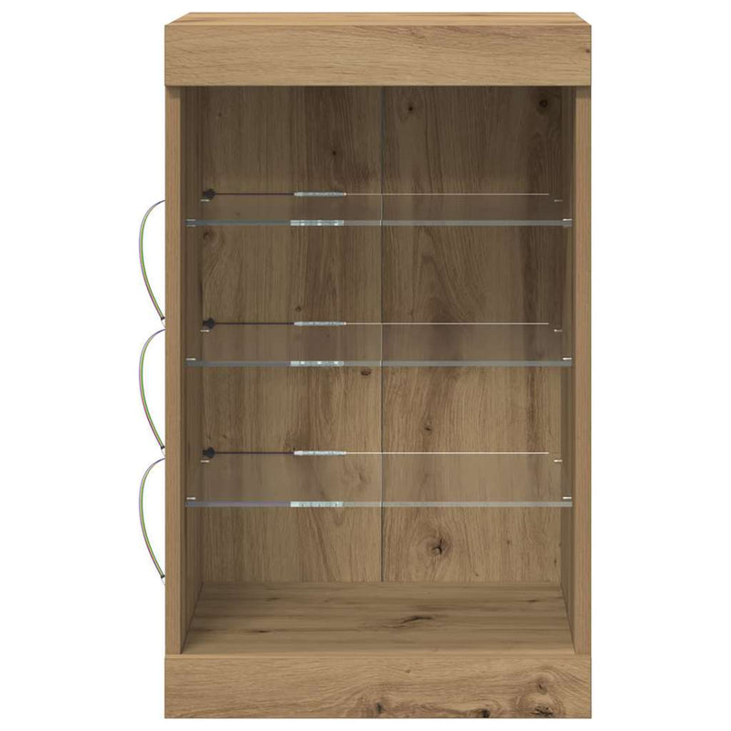 vidaXL Széf LED -es lámpákkal kézműves tölgy 41 x 37 x 67 cm Faanyag