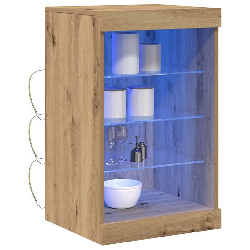 vidaXL Széf LED -es lámpákkal kézműves tölgy 41 x 37 x 67 cm Faanyag