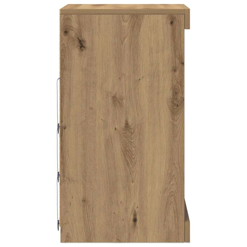 vidaXL Széf LED -es lámpákkal kézműves tölgy 41 x 37 x 67 cm Faanyag