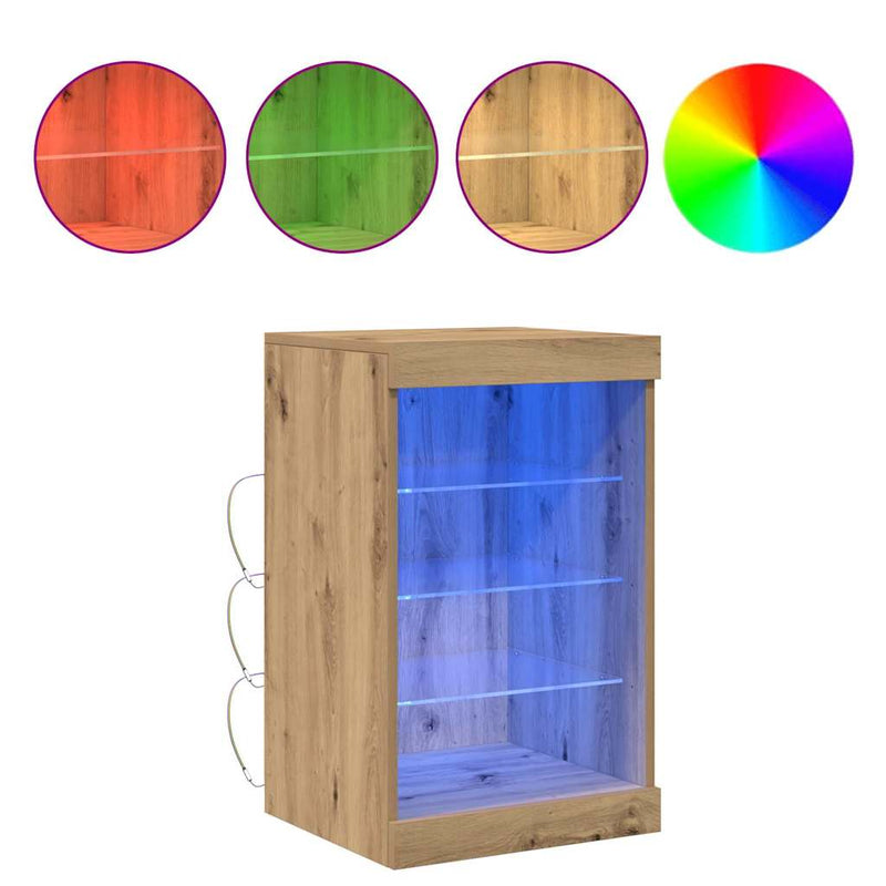 vidaXL Széf LED -es lámpákkal kézműves tölgy 41 x 37 x 67 cm Faanyag