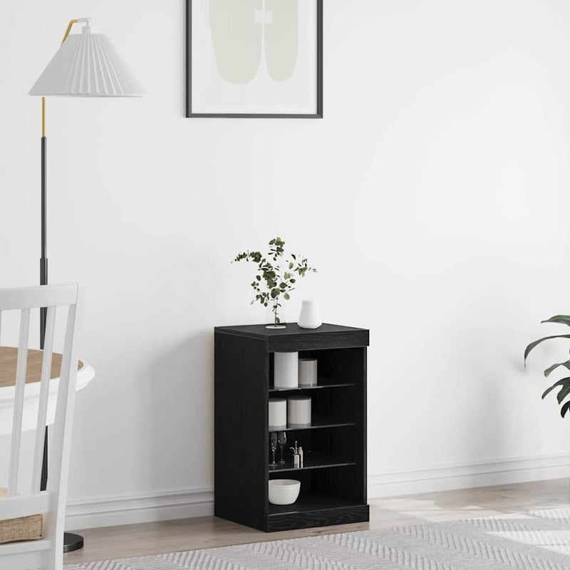 vidaXL Széf LED -es lámpákkal Fekete tölgy 41 x 37 x 67 cm Faanyag