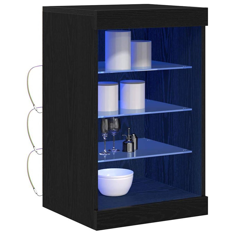 vidaXL Széf LED -es lámpákkal Fekete tölgy 41 x 37 x 67 cm Faanyag
