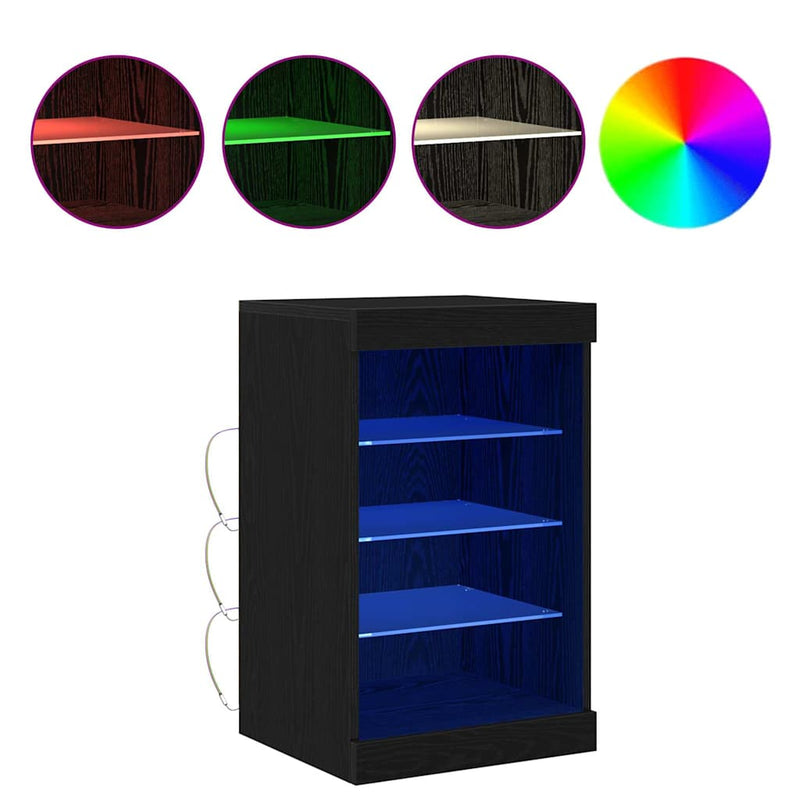 vidaXL Széf LED -es lámpákkal Fekete tölgy 41 x 37 x 67 cm Faanyag