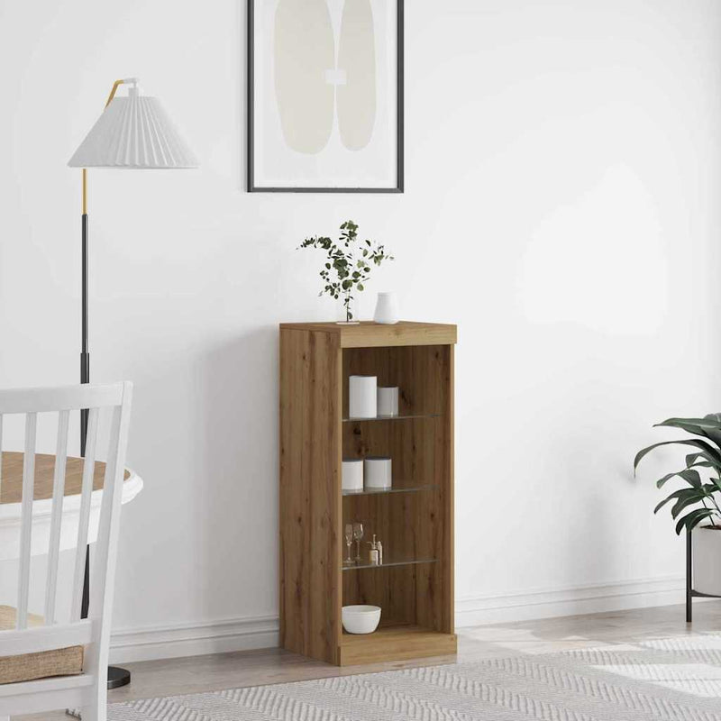 vidaXL Széf LED -es lámpákkal kézműves tölgy 41 x 37 x 100 cm Faanyag