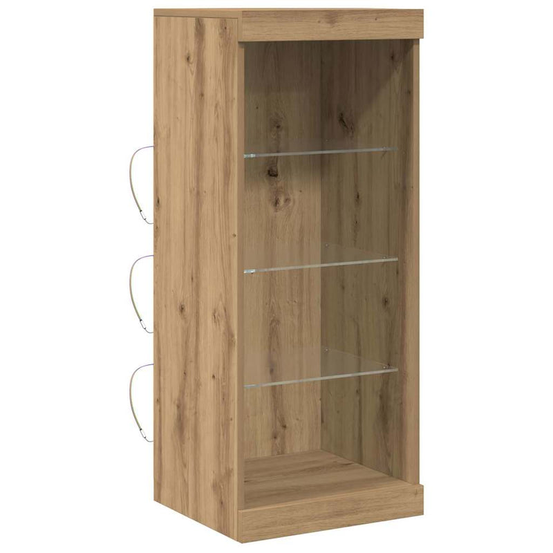 vidaXL Széf LED -es lámpákkal kézműves tölgy 41 x 37 x 100 cm Faanyag